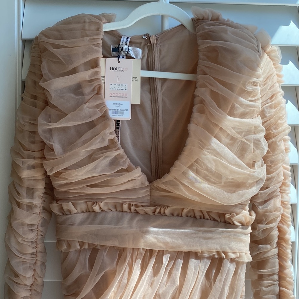 House Of CB, 'Fleur' Nude Tulle Dress, Size L - Picture 6 of 11
